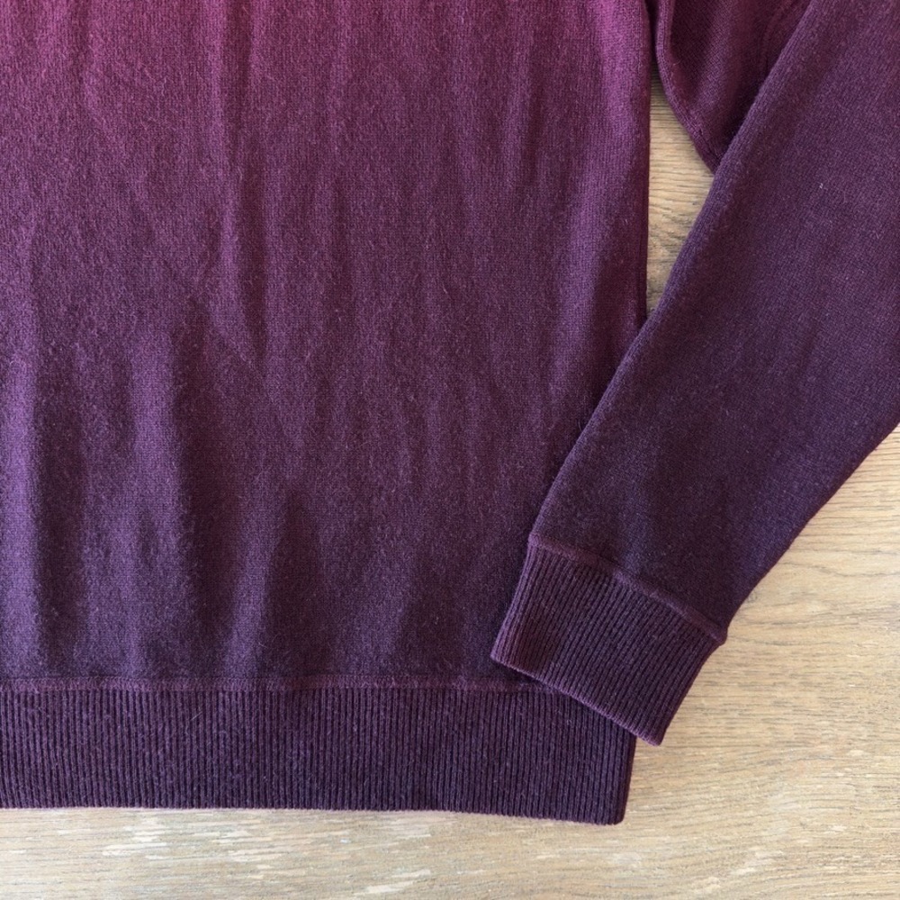 VINCE Men's Burgundy Ombré Dip-dyed Crewneck Sweater-Wool Cashmere Blend-Sz Med - Picture 13 of 13